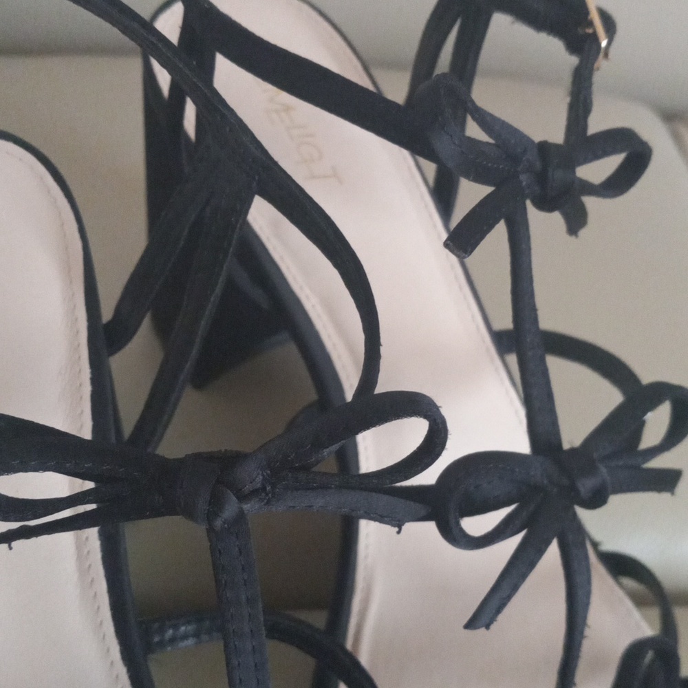 Limelight Black Bow Strappy Block Heel Sandals Size 11 - Picture 6 of 16